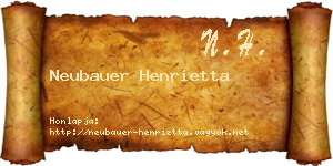Neubauer Henrietta névjegykártya